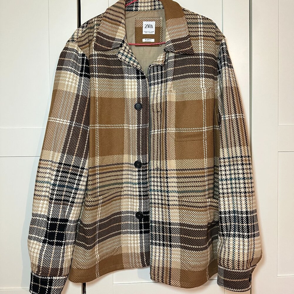 ZARA Plaid 100% Wool Jacket - Medium